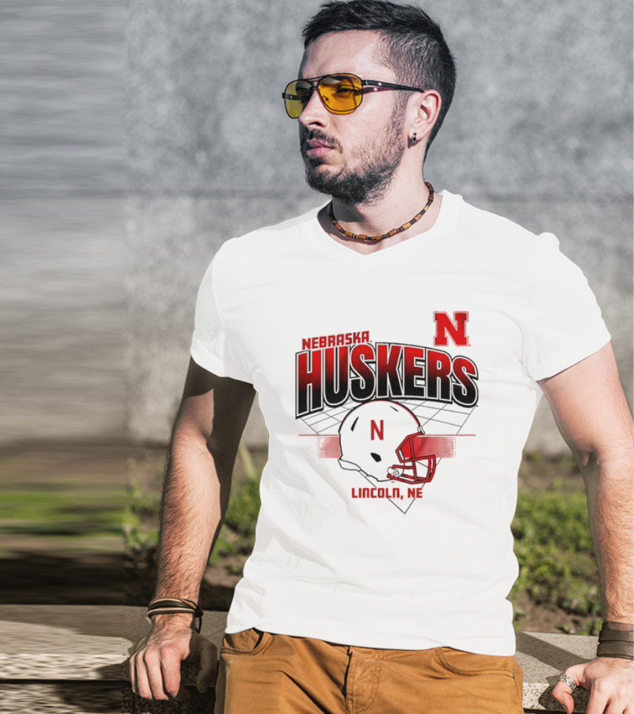 Nebraska Huskers Football Helmet Lincoln NE Grid Nebraska Licensed T-Shirt