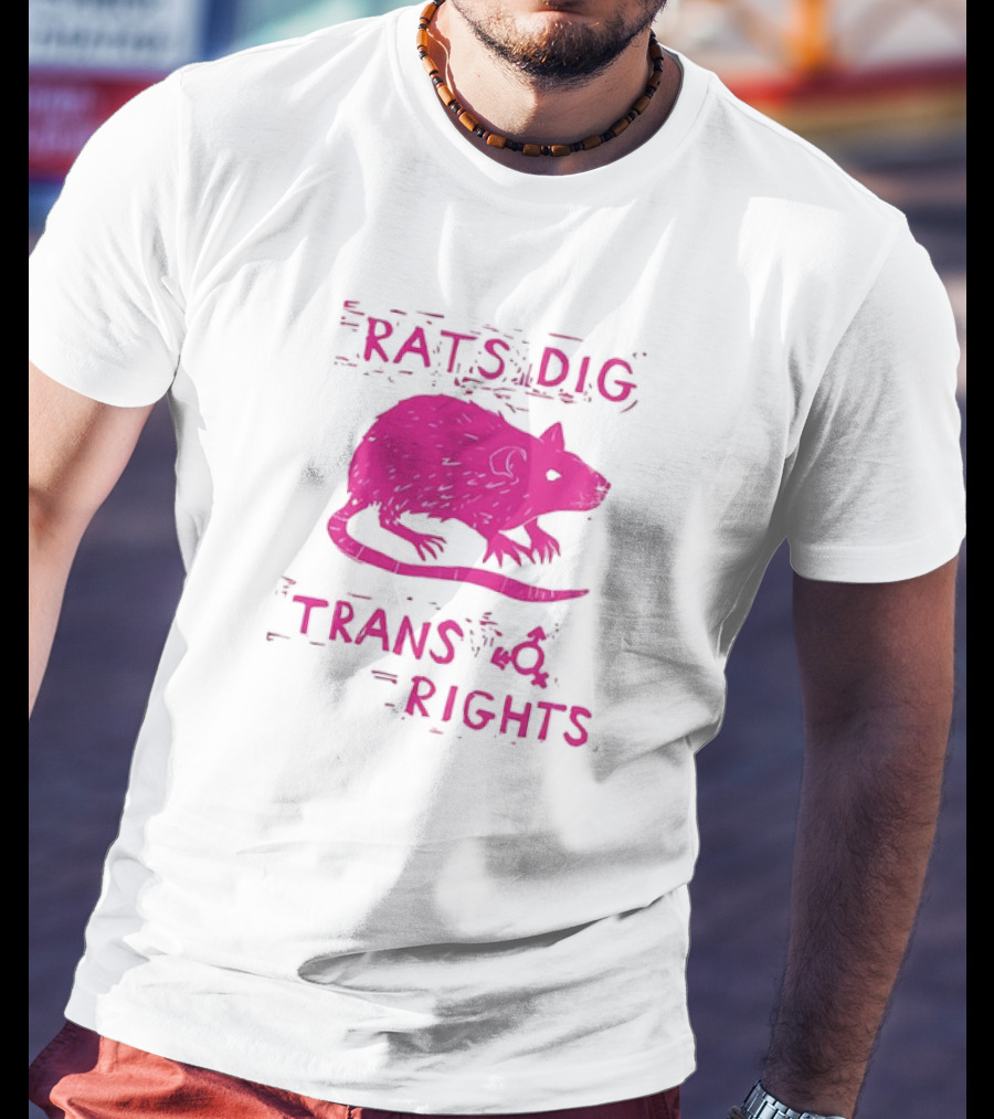 Rats Dig Trans Rights Retro Pink Rat T-Shirt