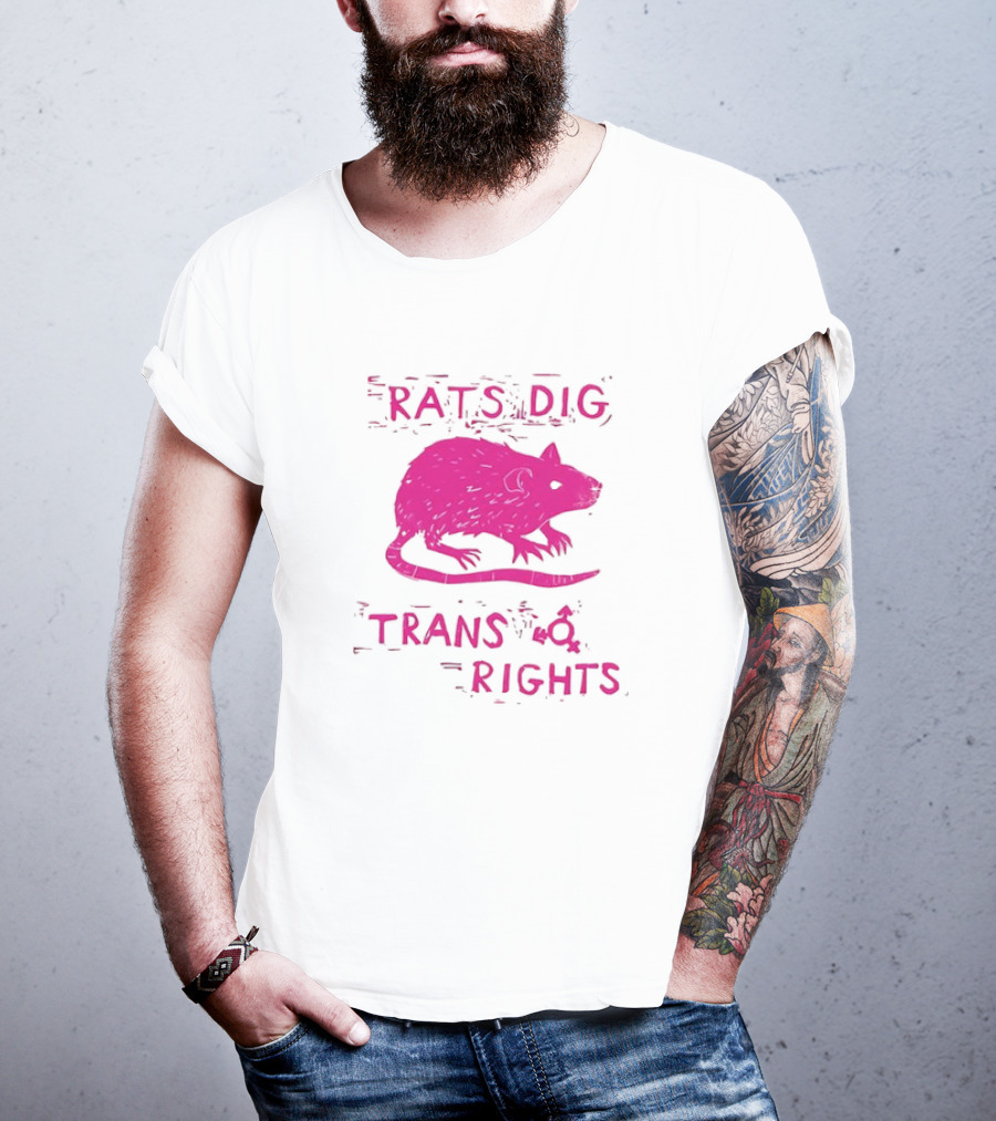 Rats Dig Trans Rights Retro Pink Rat T-Shirt