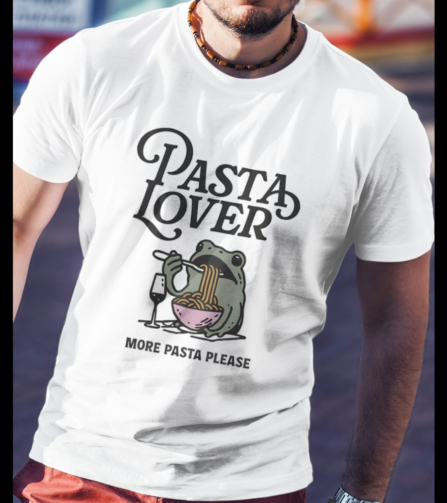 Pasta Lover Frog Enjoying More Pasta Please T-Shirt