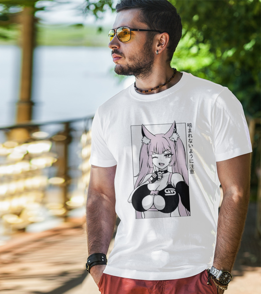 Waifu Frisky Kitty Beware Of Bites T-Shirt