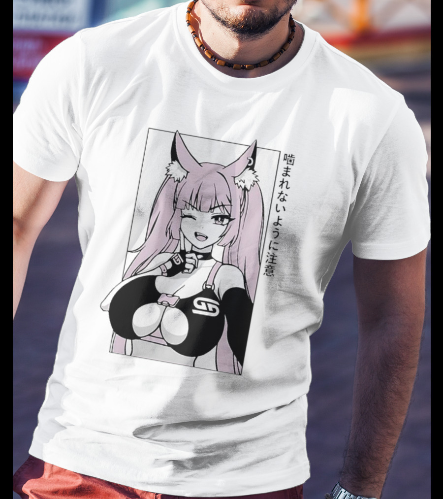 Waifu Frisky Kitty Beware Of Bites T-Shirt