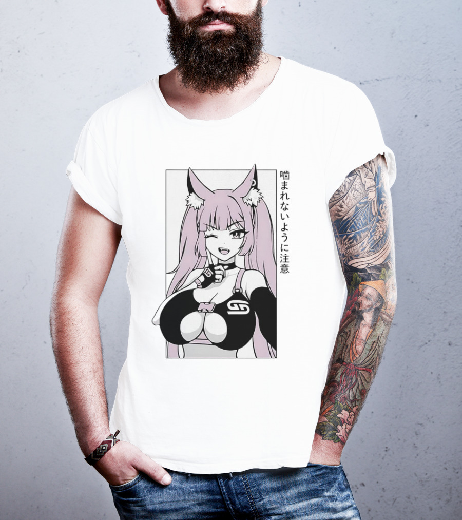 Waifu Frisky Kitty Beware Of Bites T-Shirt