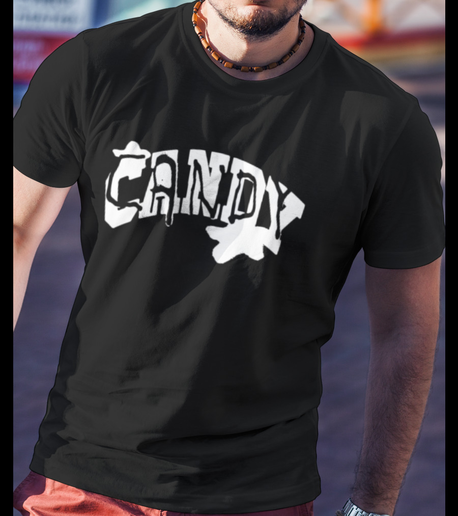 Candy Flipping Bold Distorted Text T-Shirt