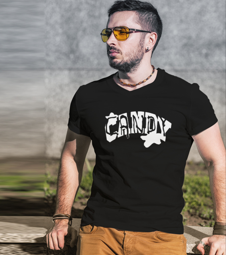 Candy Flipping Bold Distorted Text T-Shirt