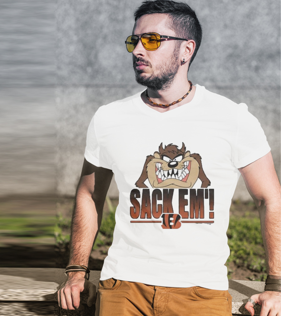 Taz Sack Em Looney Tunes Cincinnati Bengals Collaboration T-Shirt