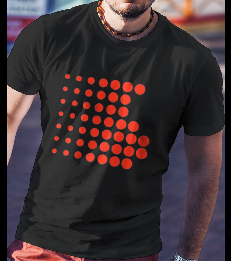 Os-0001 Tetris-Inspired Red Dot Matrix T-Shirt