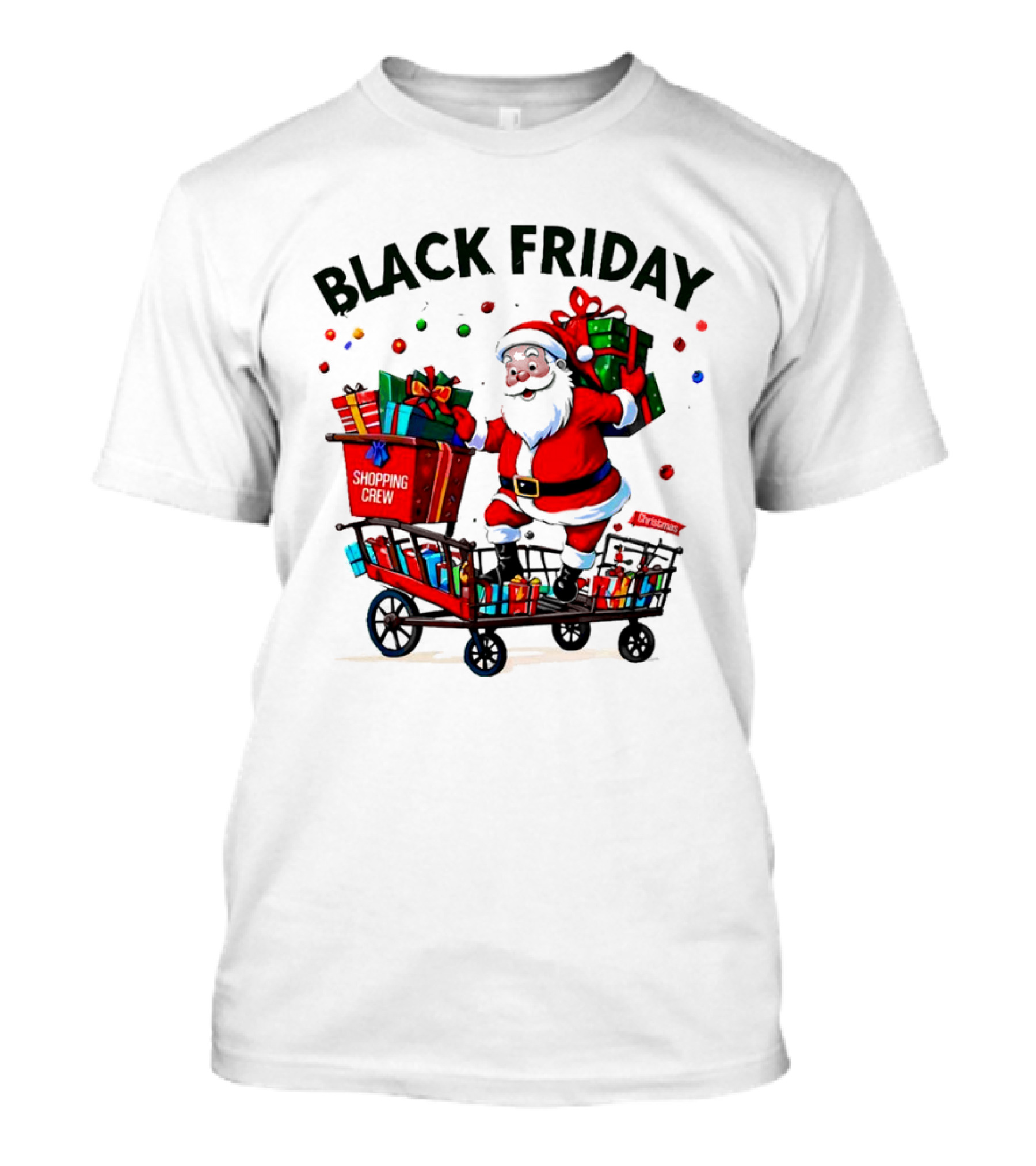 Black Friday Santa Claus Shopping Crew Funny Christmas T-Shirt
