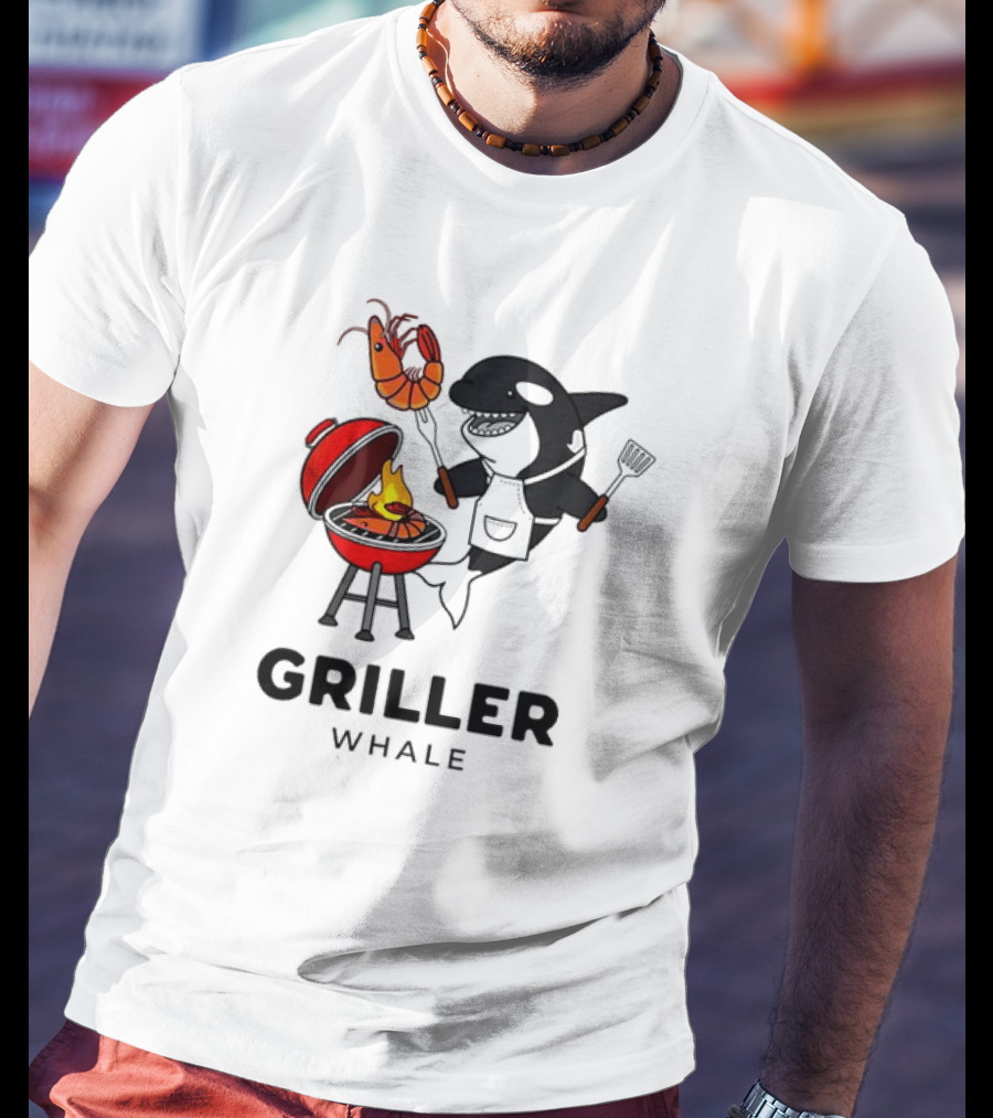 Griller Whale BBQ Cartoon Apron And Spatula With Lobster T-Shirt