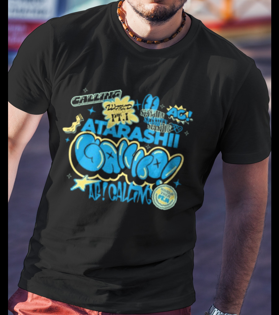 Atarashii Gakko AG At Calling Blue And Black Word Up Tour T-Shirt