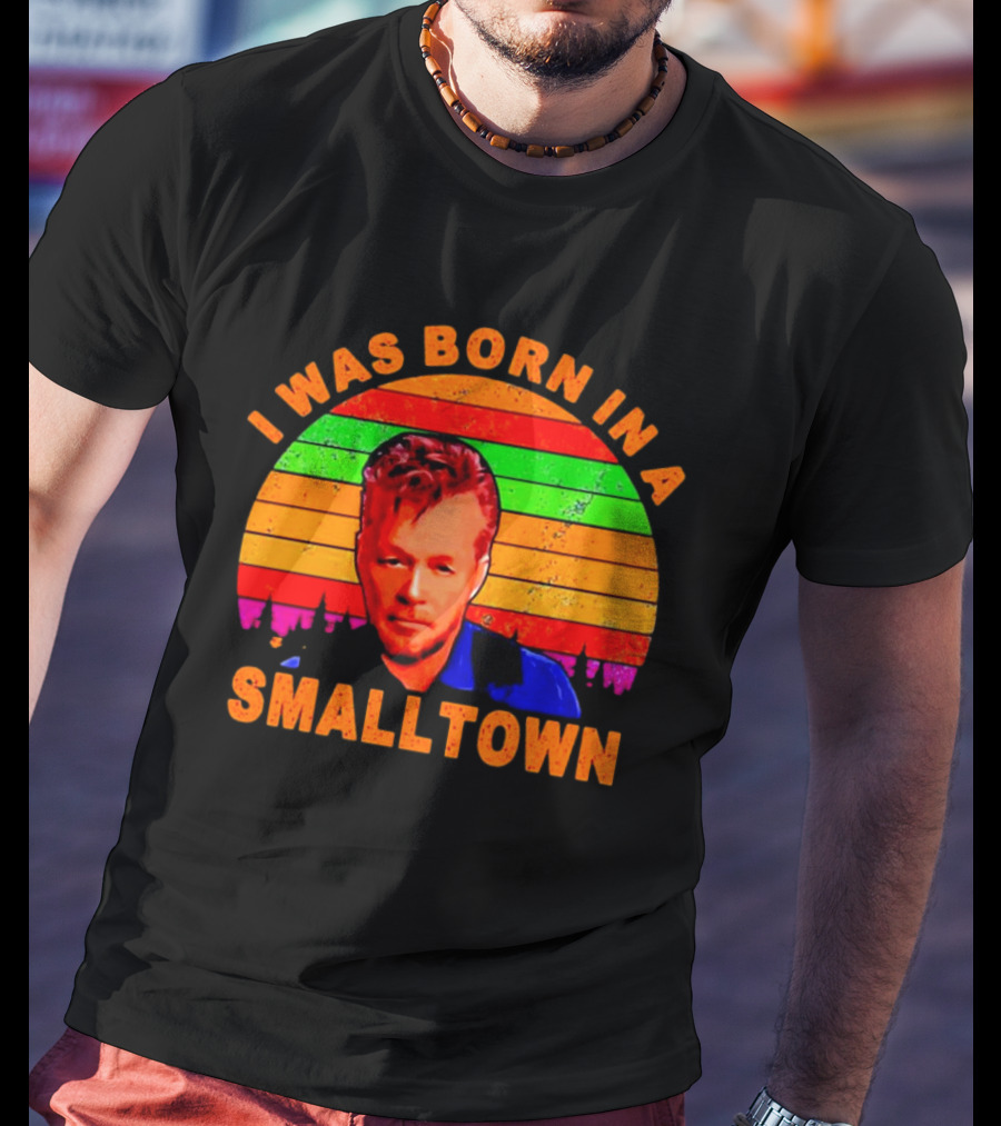 I Was Born In A Small Town Vintage John Mellencamp Retro Sunset T-Shirt