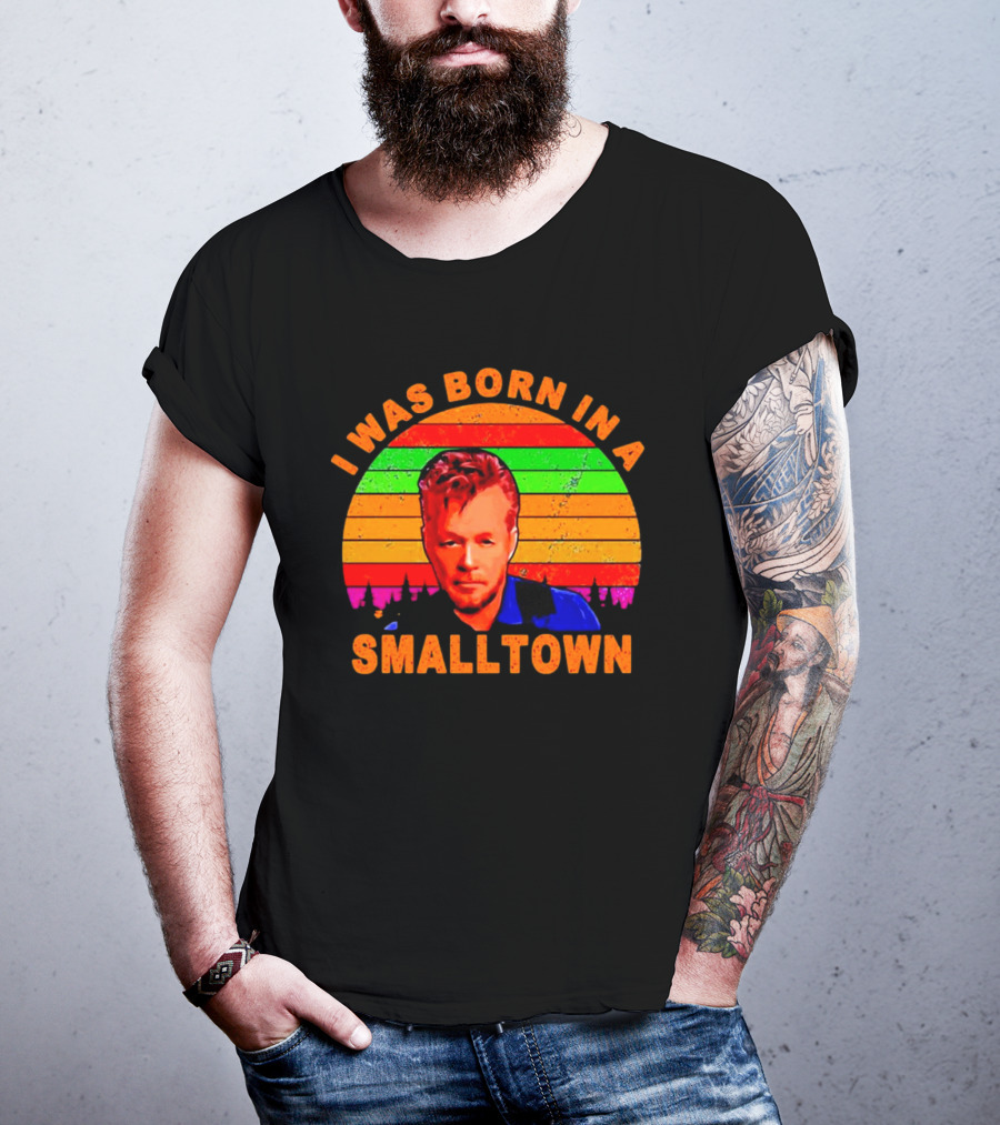 I Was Born In A Small Town Vintage John Mellencamp Retro Sunset T-Shirt