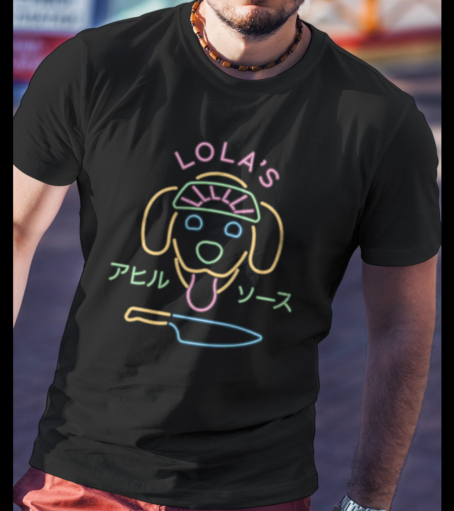 LOLA'S Kenny And Lilly Neon Dog With Knife T-Shirt
