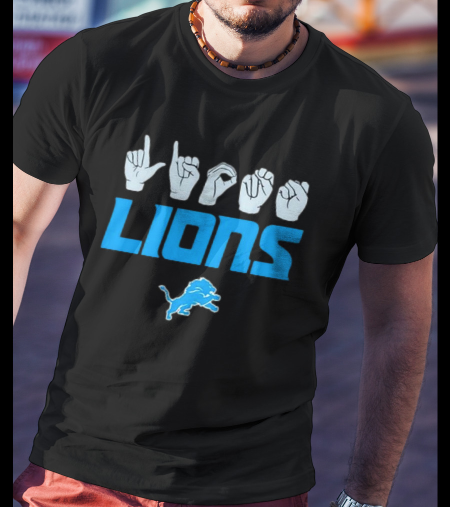 Lions Love Sign Gesture Football Emblem T-Shirt