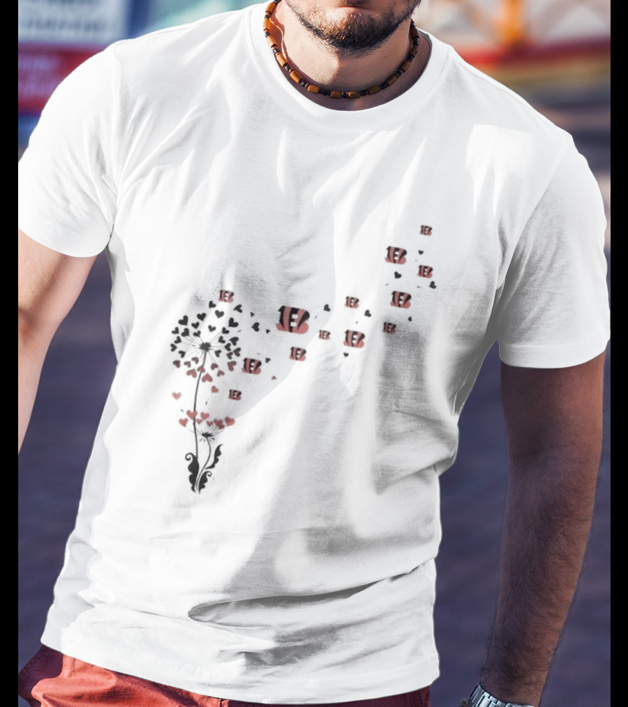 Cincinnati Bengals Dandelion Hearts Logo T-Shirt