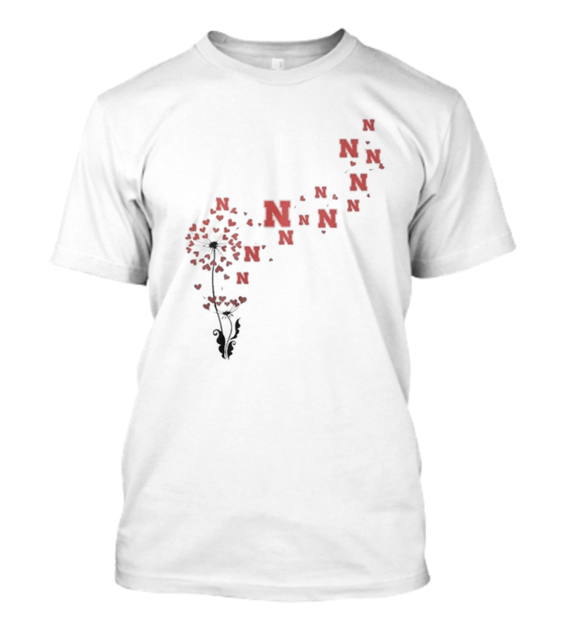 Nebraska Cornhuskers N Logo Dandelion Floral Motif T-Shirt