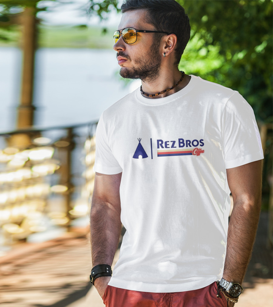 Rez Bros Coffee Teepee Icon And Striped T-Shirt