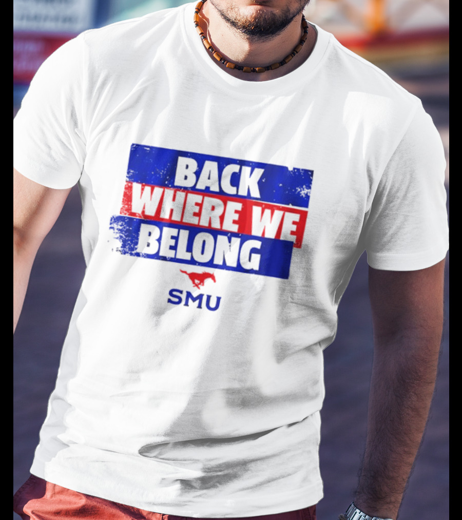 SMU Back Where We Belong Red Mustang T-Shirt