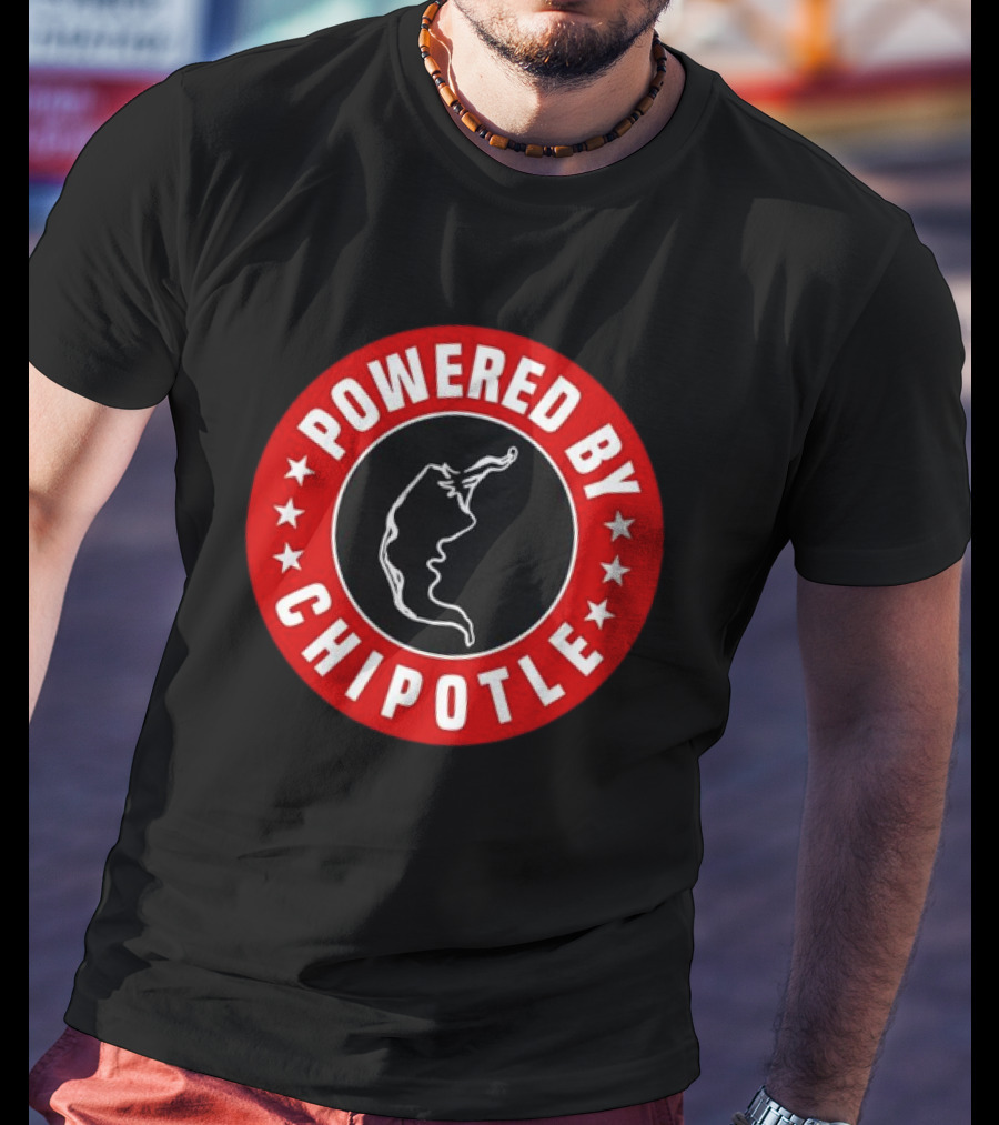 POWERED BY CHIPOTLE CHILI PEPPER LOGO ROUND RED T-Shirt