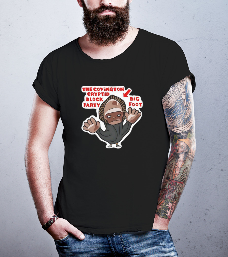 The Covington Cryptid Block Party Bigfoot Character T-Shirt