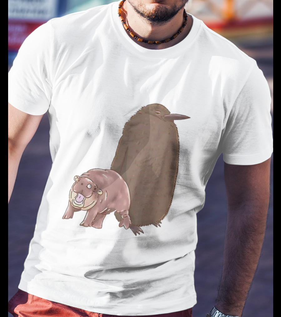 Best Friends Moo Deng Hippo And Pesto Penguin Playful Companions T-Shirt