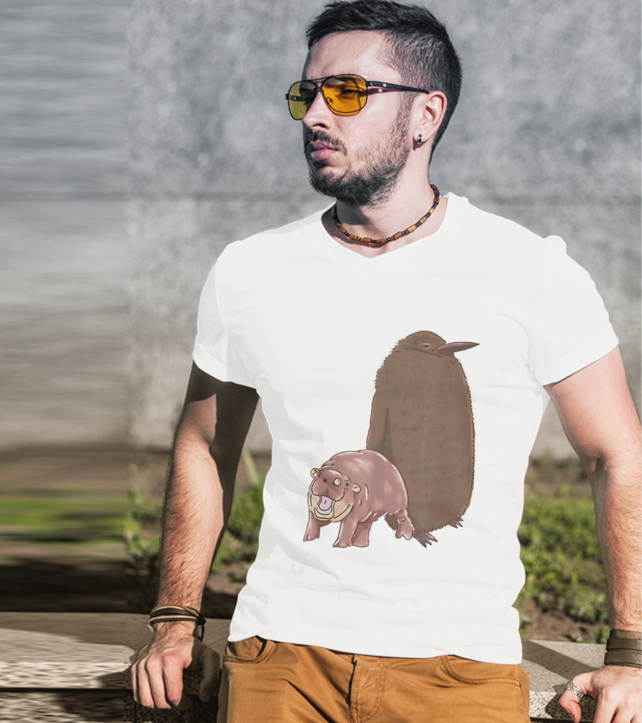 Best Friends Moo Deng Hippo And Pesto Penguin Playful Companions T-Shirt