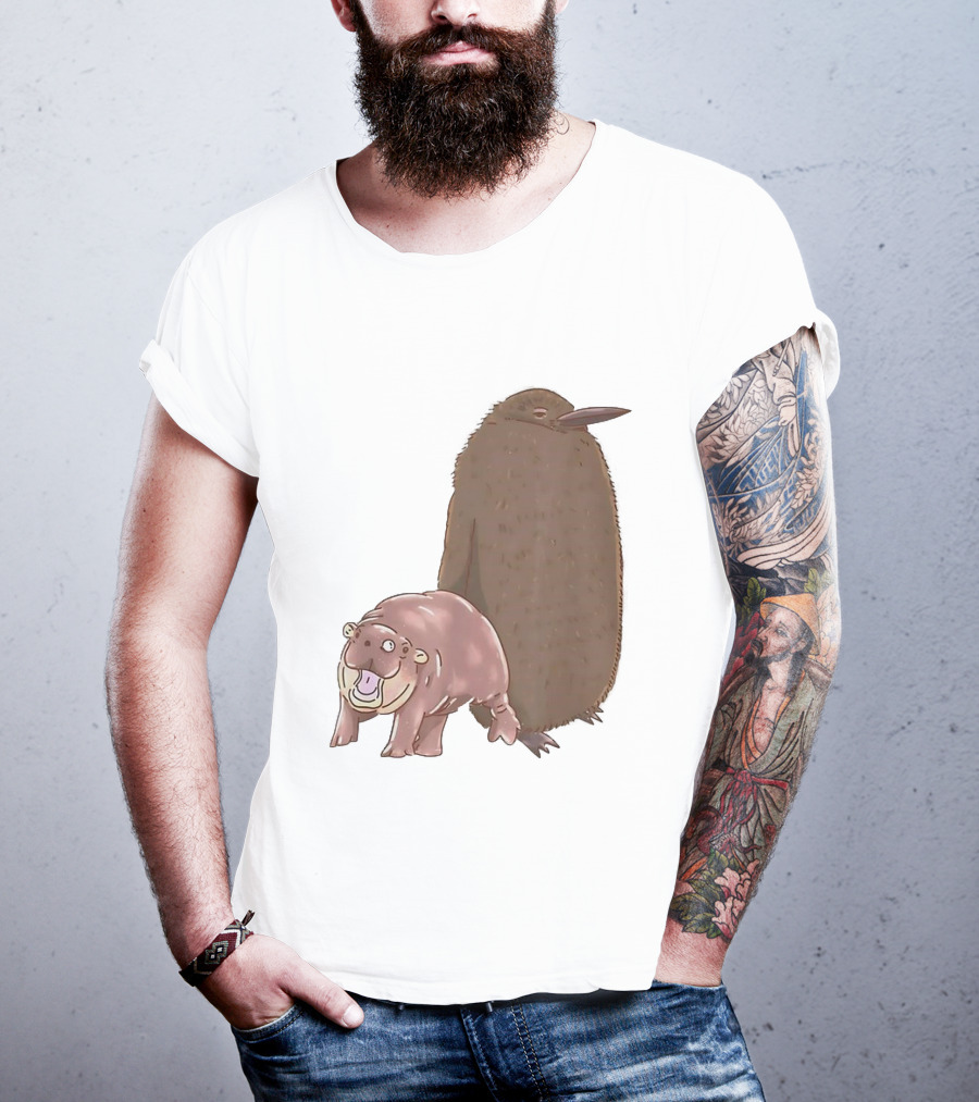 Best Friends Moo Deng Hippo And Pesto Penguin Playful Companions T-Shirt