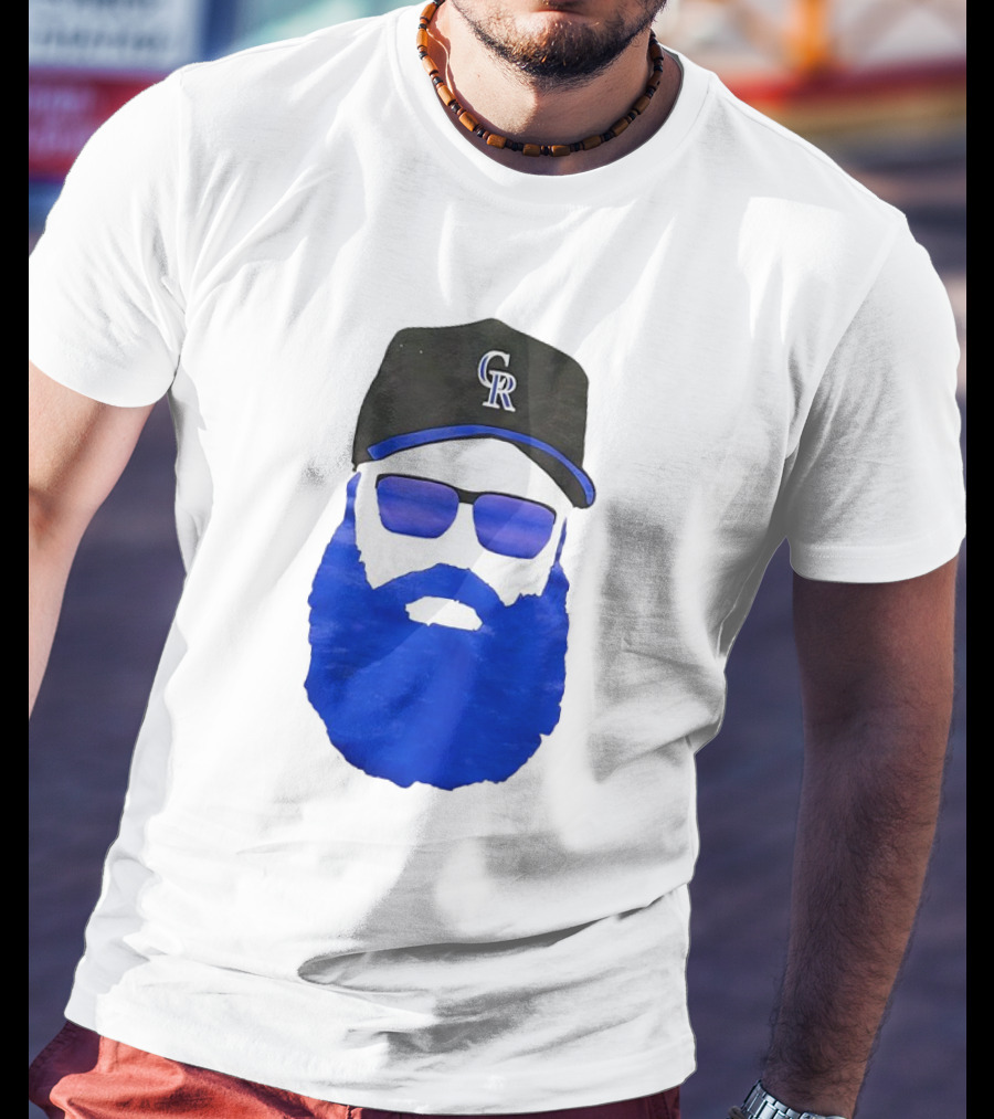 Charlie Blackmon Face Beard Sunglasses Colorado Rockies Baseball T-Shirt