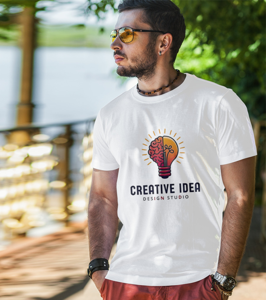 Creative Idea Brain And Lightbulb Design Studio Concept T-Shirt