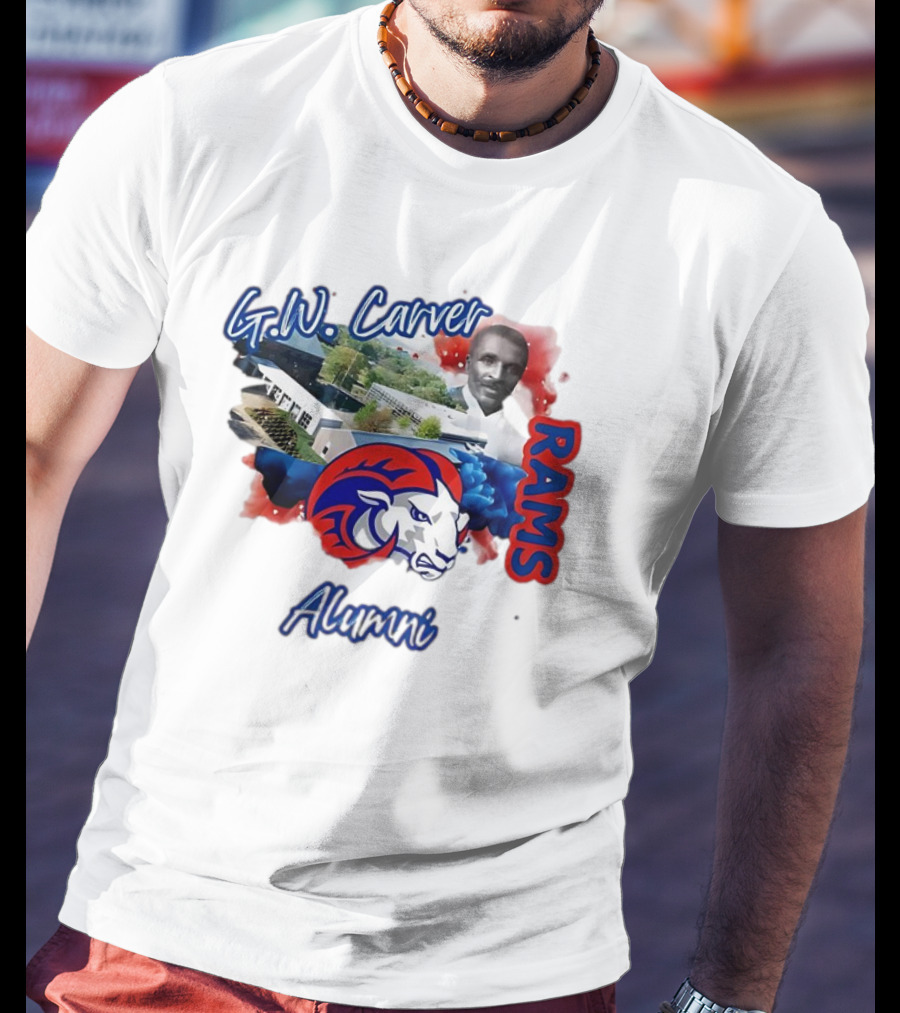 G.W. Carver RAMS Alumni With School Building And Historical Figure T-Shirt
