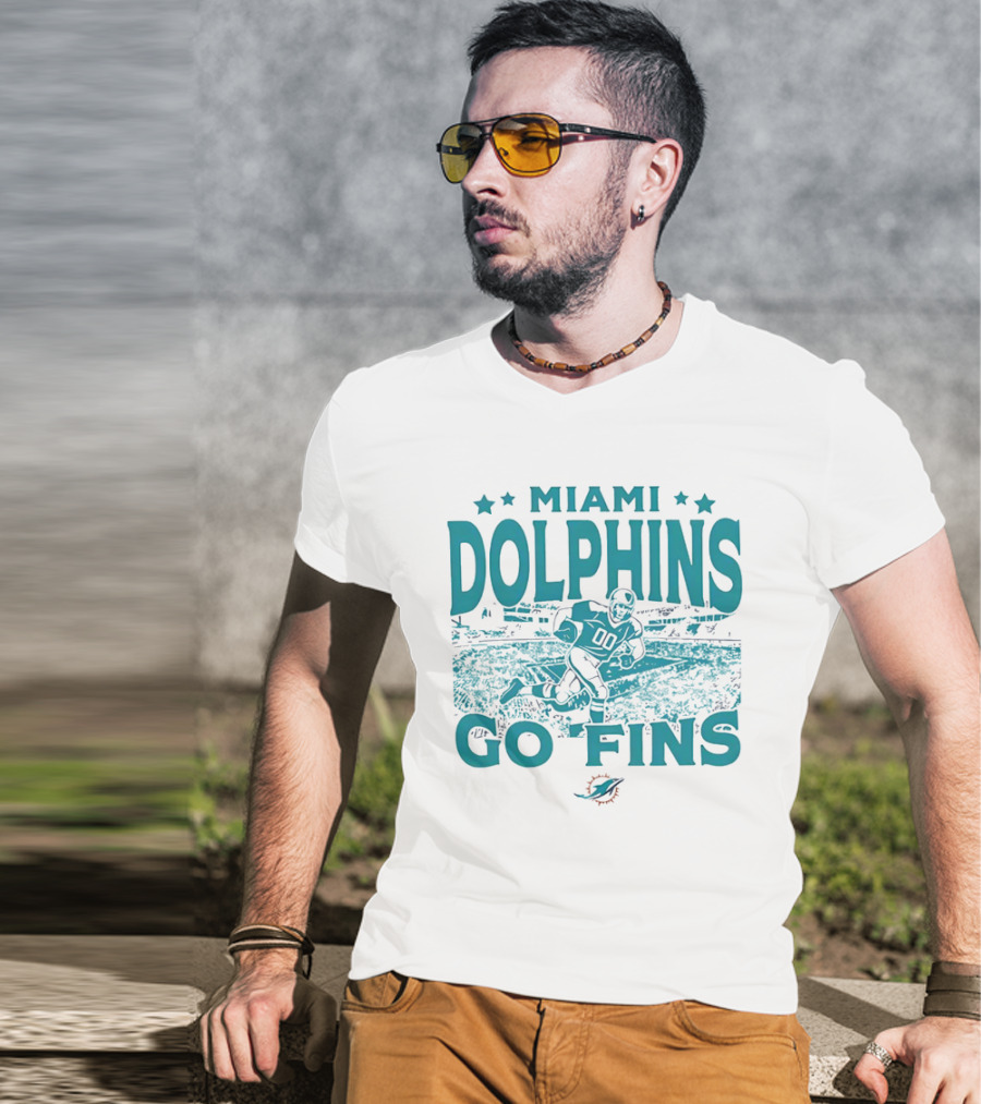 MIAMI DOLPHINS GO FINS Football Player Stadium T-Shirt