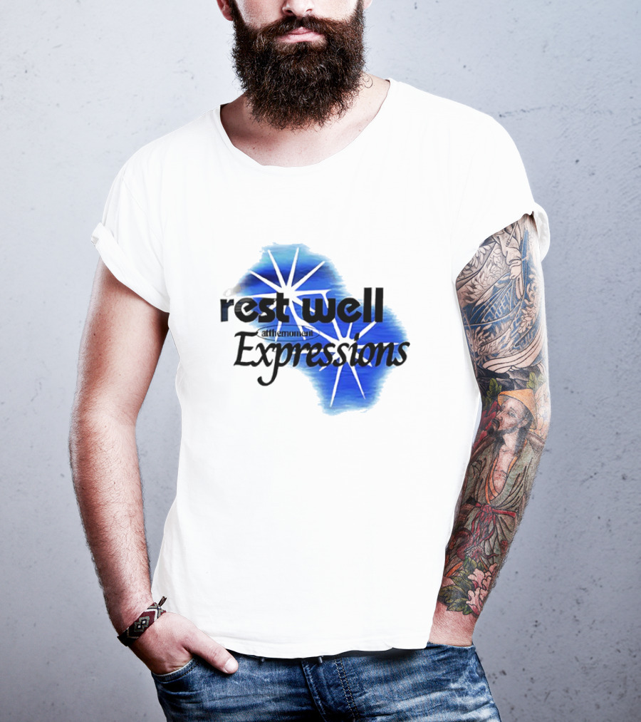 Rest Well Expressions At The Moment Retro Starburst Blue T-Shirt
