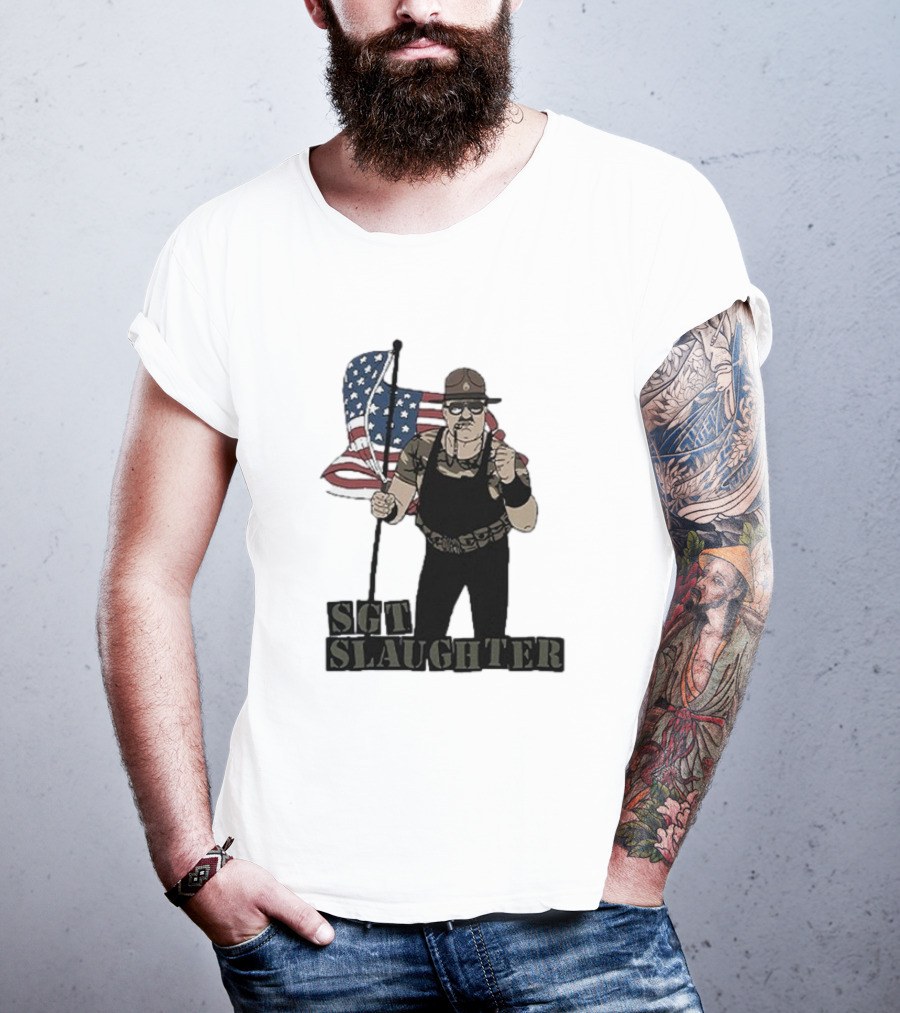 Sgt Slaughter American Flag Comic Style Patriotic T-Shirt