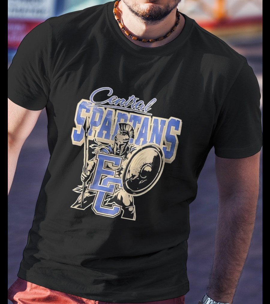 Central Spartans EC Football Spartan Warrior Shield Spear T-Shirt