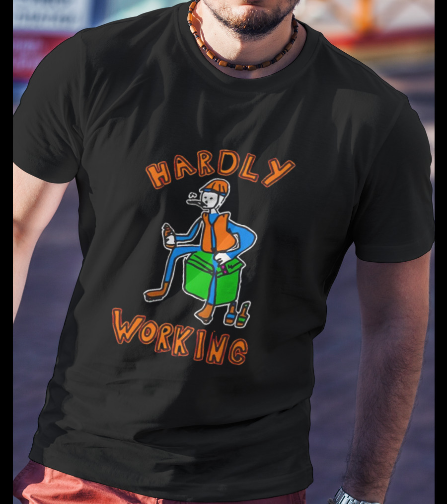 HARDLY WORKING Meme Sitting On Cooler With Beer Bottles T-Shirt