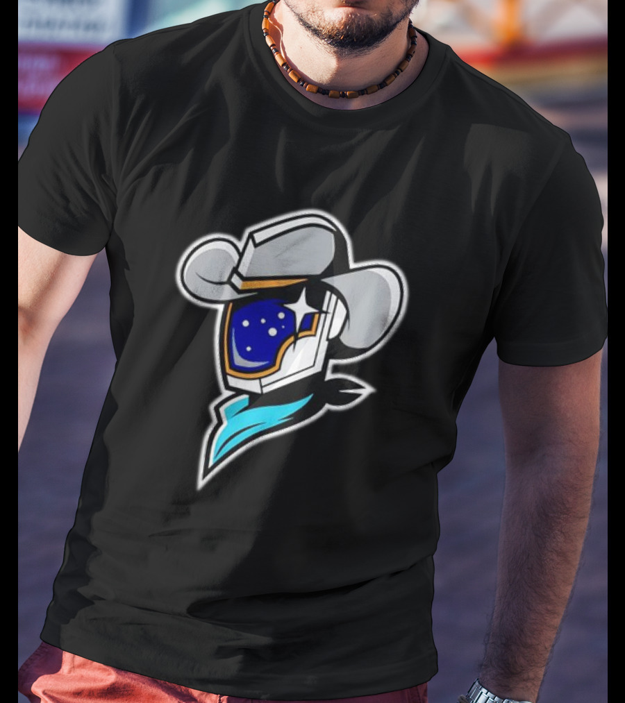 Sugar Land Space Cowboys Bimm Ridder Home Cap Emblem With Starry Helmet And Cowboy Hat T-Shirt