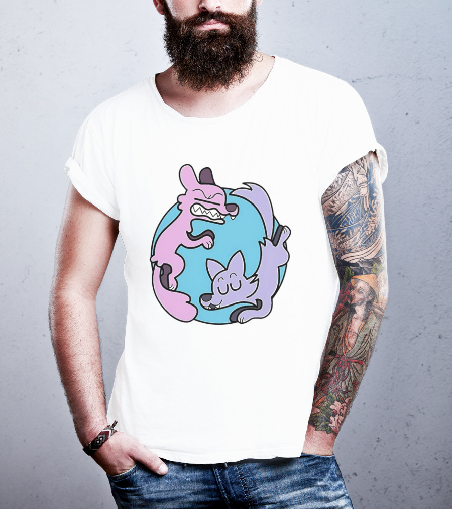 Ac Stuart Two Wolves Yin Yang Pastel T-Shirt