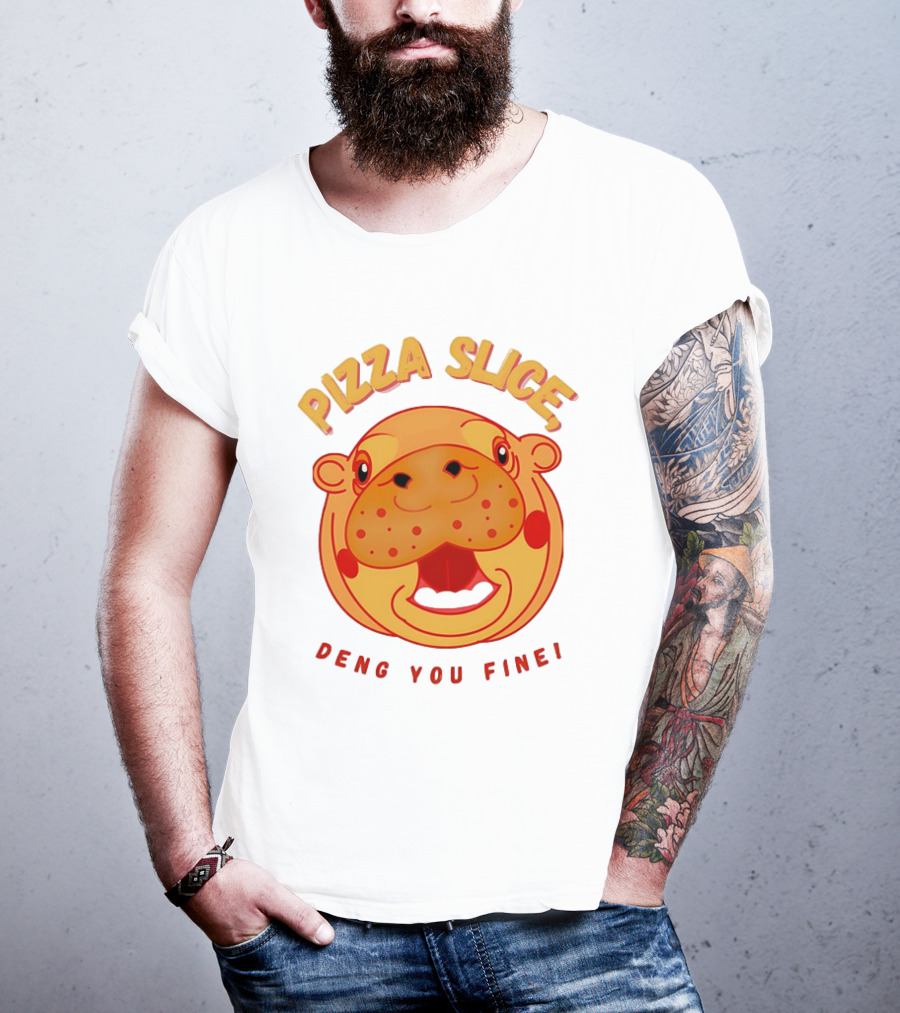 Pizza Slice Deng You Fine Cartoon Character T-Shirt