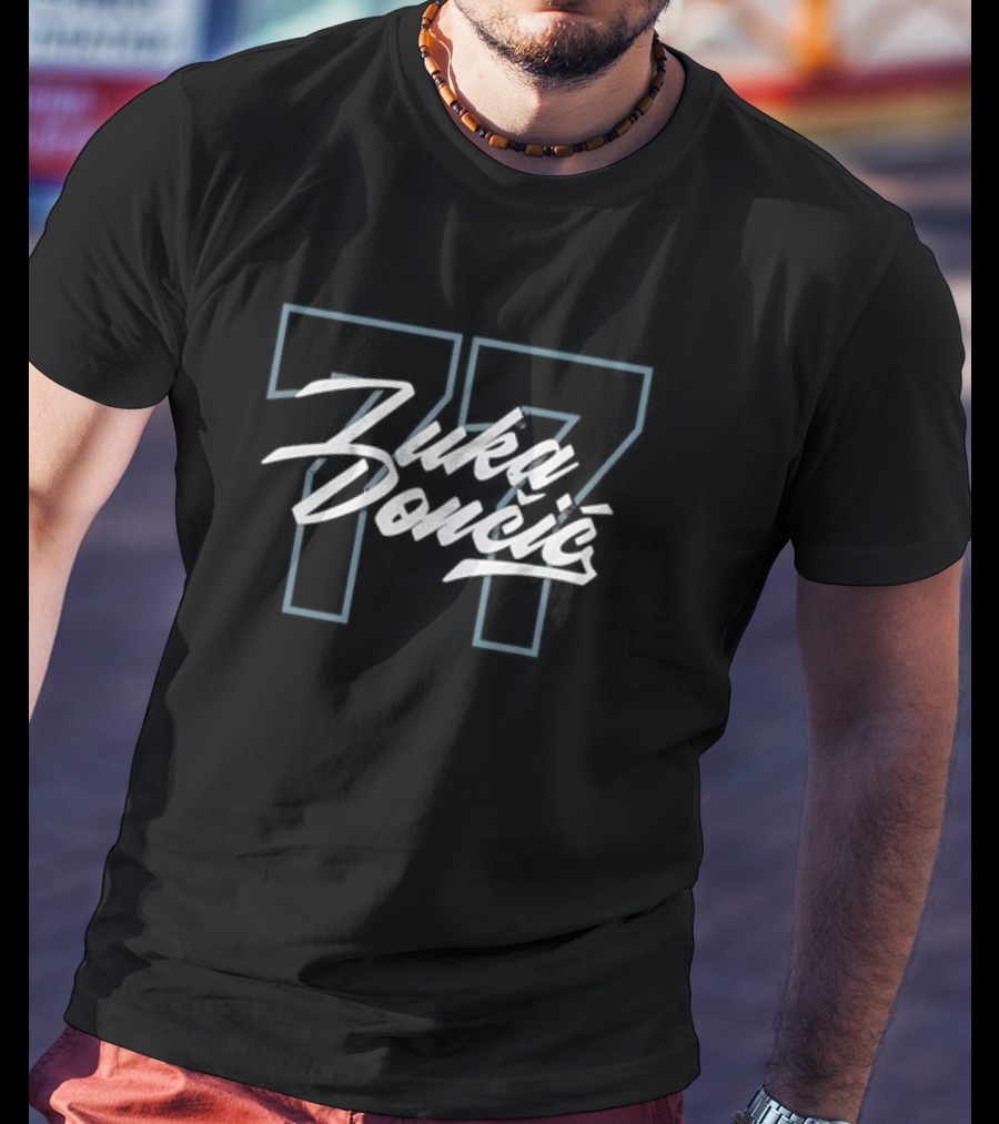 Luka Doncic 77 Script Dallas Basketball Number T-Shirt