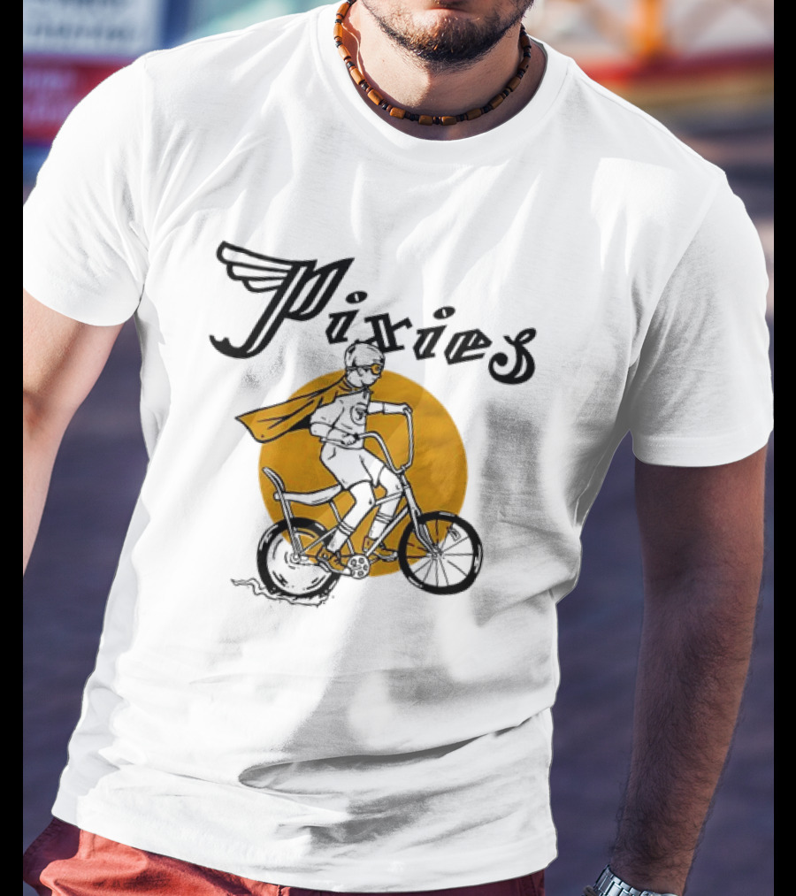 Pixies Retro Biking Superhero With Cape T-Shirt