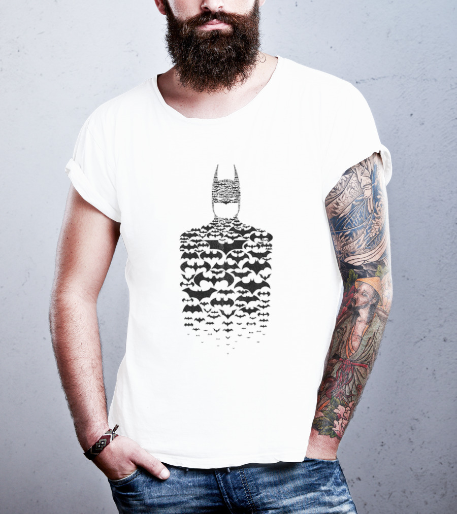 Rising Batman Symbol Silhouette With Bats T-Shirt