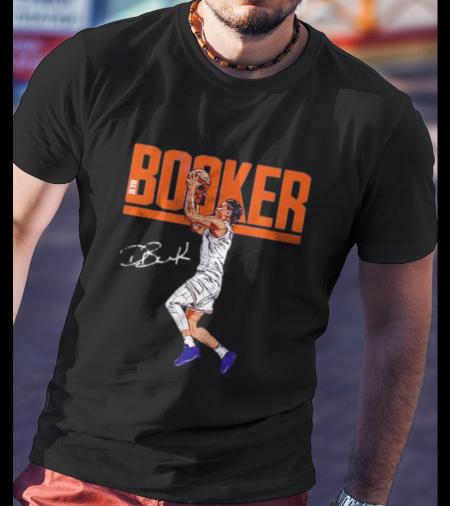 Booker Basketball Action With Signature T-Shirt