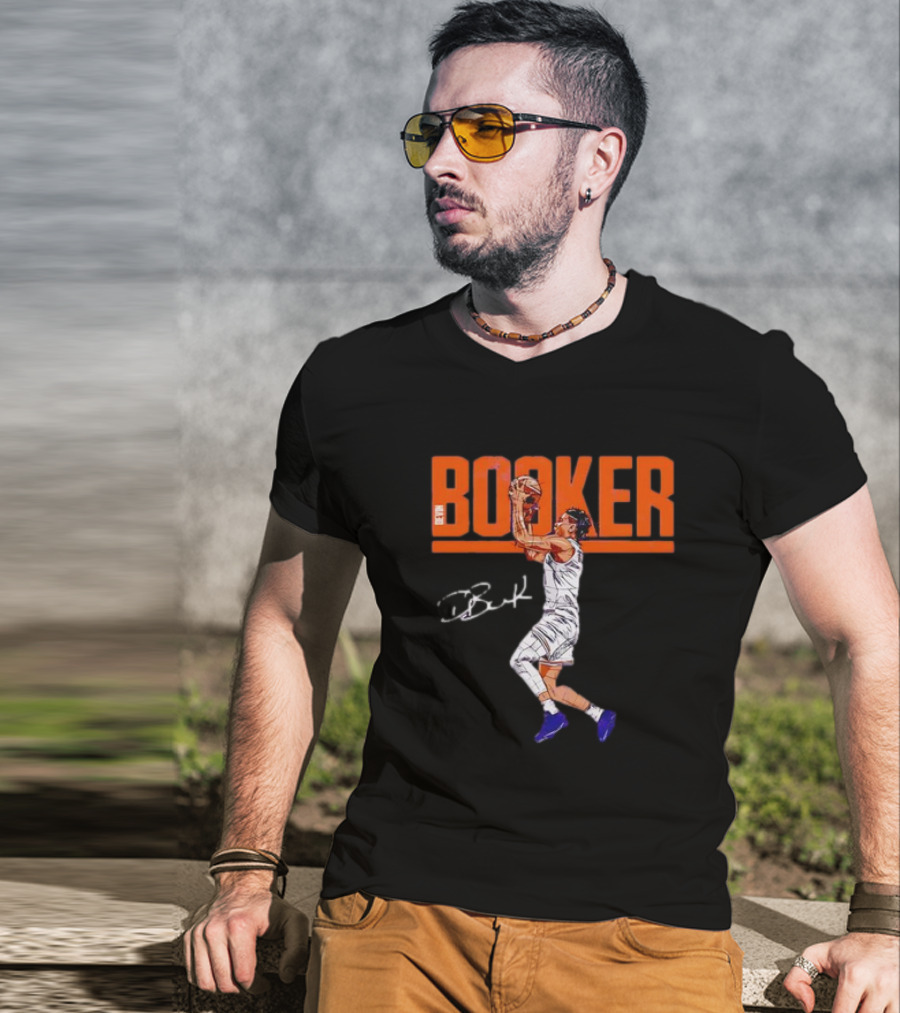 Booker Basketball Action With Signature T-Shirt