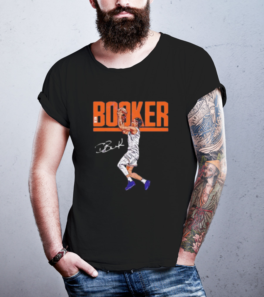 Booker Basketball Action With Signature T-Shirt