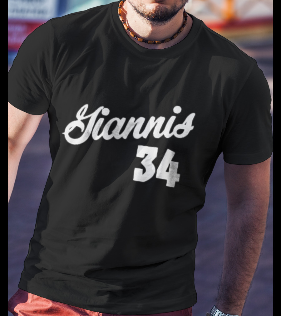 Giannis Antetokounmpo Milwaukee 34 Script Basketball T-Shirt