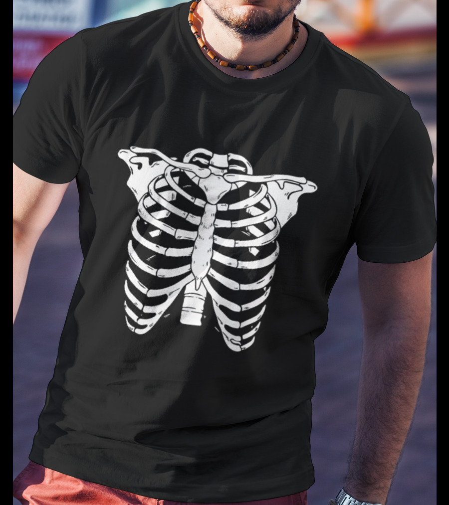 Glow-in-the-Dark Human Skeleton Ribcage Bones T-Shirt