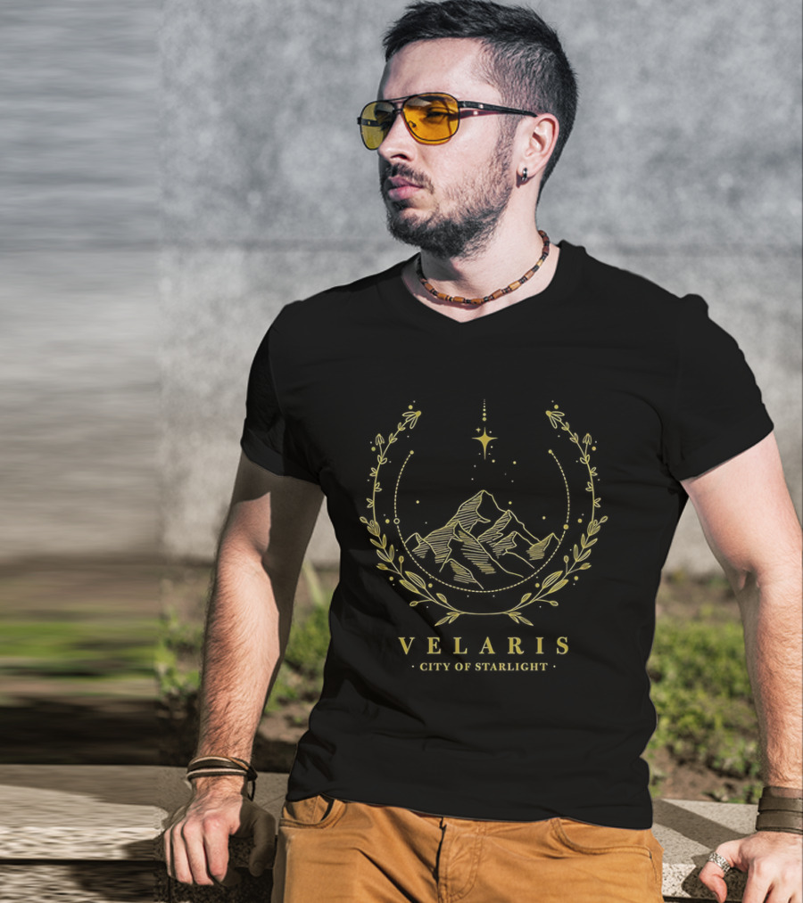 Velaris City Of Starlight Night Sky Mountain Emblem T-Shirt