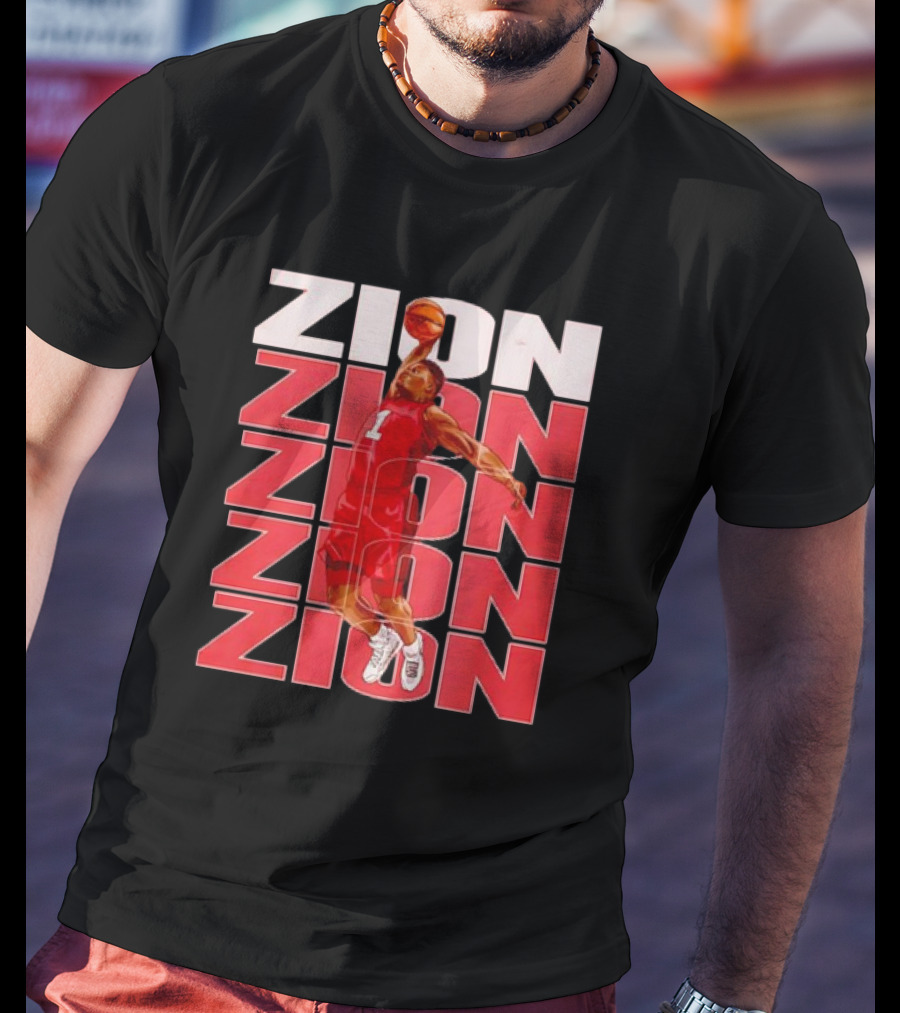 Zion Williamson Basketball Dunk Red Repeat T-Shirt