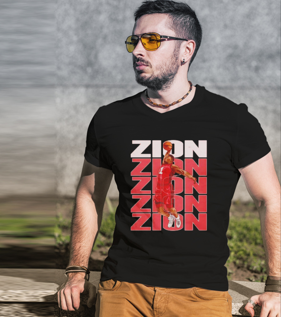 Zion Williamson Basketball Dunk Red Repeat T-Shirt