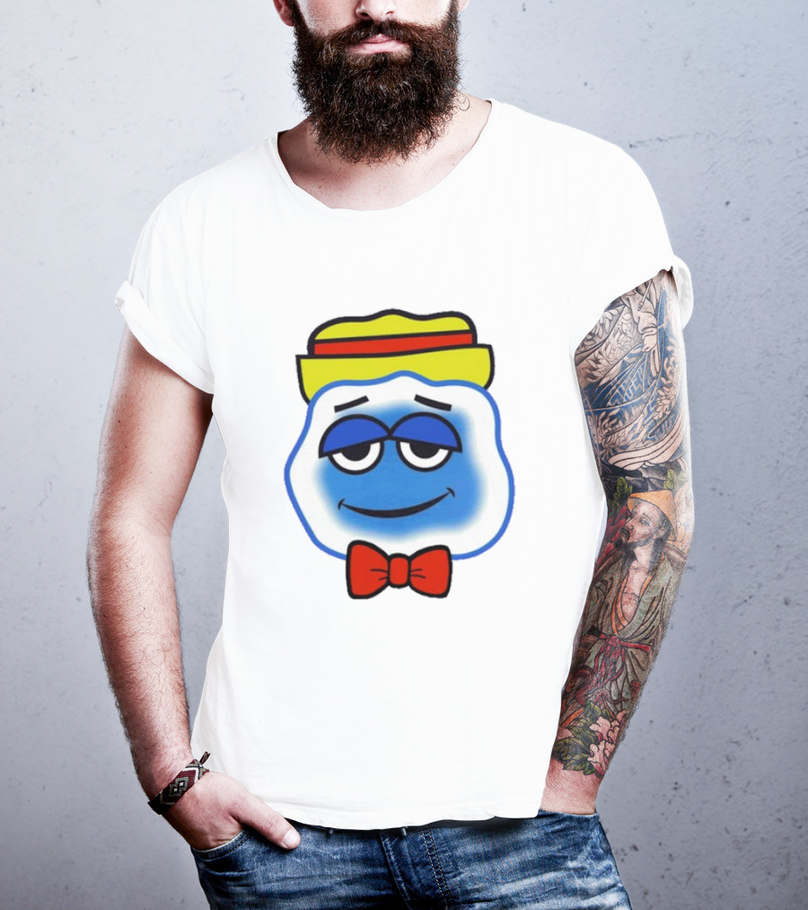 Blooo Ice Cartoon Face With Yellow Hat And Red Bowtie Cute T-Shirt